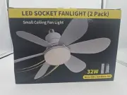 2 Pack Socket Fan Light Plug in Dimmable LED Ceiling Fans with Lights and Remote