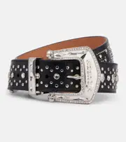 [McQueen] McQueen Jewelled Arrow leather belt Inch 35.5 black