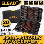 ELEAD 20Pc Extra Long Hex Bit Socket Set SAE Metric Allen Key Sockets 3/8" Drive