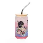 Mom Floral and Butterfly Libbey Can, Glass Cup with Bamboo Lid & Straw