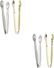 2sets Stainless Steel Sugar Tongs Gold Plated Food Clips for Kitchen Party Cafe Use for Ice Cubes Appetizers More Easy to Use 2pcs*2