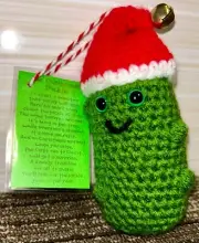 CROCHETED 5" CHRISTMAS PICKLE PLUSHY ORNAMENT *FREE SHIPPING*
