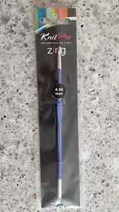 Knit Pro Zing Aluminium Crochet Hook 4.50mm Blue 47470