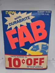 VINTAGE Fab Laundry Detergent w/Durabrite 3Lb 1.25oz Unopened Box 10¢ Off 1960's