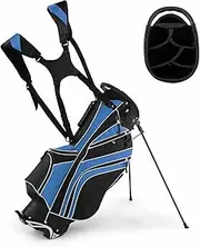 Costway Stand Bag, Golf Club Bag with 6 Way Organizer Divider Top, 7 Zippered Pockets Including Cooler Bag & Waterproof Pockets, Umbrella Holder, Lightweight & Portable Golf Cart Bag