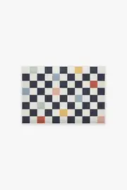 Bath Mat | Black Bath Mat Bain Checkered Multicolor Bath Mat | Ruggable