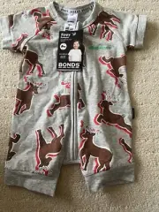 New Baby Bonds Reindeer Christmas Zippy Wondersuit Shortsleeved Red Nose Sz000
