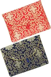 Operitacx 2Pcs Storage Bag for Buddhist Scriptures Sundries Soft Brocade Pouch with Sponge Protection for Travel Office Home Organization Floral Design