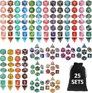 DND Dice Set, Surhugvy 25 X 7 (175 Pieces) Polyhedral D&D Dice Set Three-Color, Two-Color and Monochrome Dice for Dungeons and Dragons with 1 Black Bags