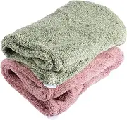 Baluue 2Pcs Coral Fleece Hair Drying Towel Wrap for Women Quick Dry Hair Wrap with Button Super Absorbent Towel Safe and Skin Friendly Design