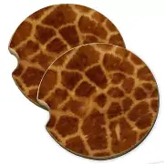 Giraffe Wood Car Coaster Gift Set fit Car & Truck Cup Holder