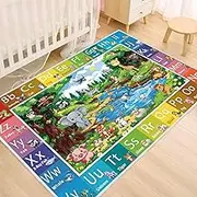 nanshiba ABC Rug for Kids Room, ABC Baby Mats for Floor Toddlers, Non Silp Alphabet Play Mat Elementary Preschool Kid's Rugs with Animal Illustrations - (78.7X59 Inches)