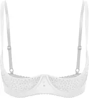 [TiaoBug] Women's 1/2 Cup Brassiere Push Up Balconettes Sparkly Rhinestone Underwire Bra Tops