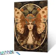 Tucocoo Butterfly Woman Canvas Paint by Number Kits 16 x 20 inch w/ DIY Frame