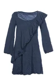 Wool Jacq Angular Frill Tunic--MES-527WJ