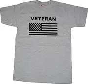 [Armed Forces Depot] Military Veteran Tshirt with U.S. Flag. OD Green Dark Ash. Made in USA