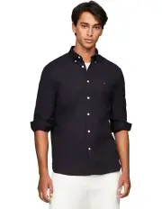 [Tommy Hilfiger] Flag Embroidery Regular Fit Shirt in Navy