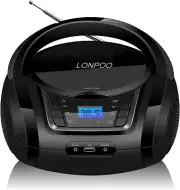 CD Player Portable Boombox with FM Radio/USB/Bluetooth/AUX Input and Earphone