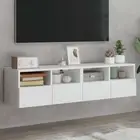 Wall Floating TV Cabinet 2-Piece Entertainment Unit Stand Storage Shelf Rack