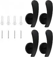 Curtain Tiebacks Hooks 66Mm Aluminum Alloy Black Curtain Fixing Hook Accessories Curtain Hanging Rope Wall Hook 4Pcs - Black