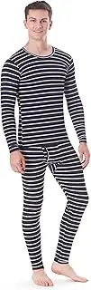 [Rocky] Thermal Underwear for Men (Long Johns Thermals Set) Shirt & Pants, Base Layer w/Leggings/Bottoms Ski/Extreme Cold, Black Striped, 3X-Large