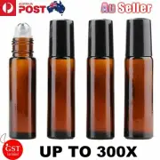 5ml/10ml Amber THICK Glass Roller Bottle Big Steel Roll on Ball Essential Oil AU