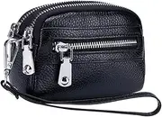 [DEARMAMY] Mini Zipper Clutch Bag Leather Cards Holder Change Pouch Perfect for Daily Use Shopping Traveling