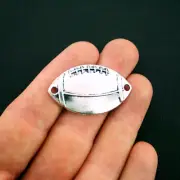BULK 20 Football Connector Charms Antique Silver Tone Large Size - SC5664