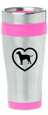 Stainless Steel Insulated 16oz Travel Mug Cup Lab Labrador Retriever Heart