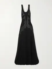 [Christopher Esber] Christopher Esber - Cutout Lace-trimmed Silk-georgette Gown - Black - UK 6 UK 6 Black