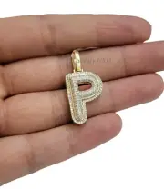 Real Diamond P initial Alphabet charm pendant 10k Yellow Gold , Letter , Genuine