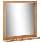 Bathroom Mirror Wall Mount With Shelf Walnut Wood Frame Decorative Furniture