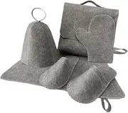 Generic 5 Pieces Sauna Hat Set Russian Sauna Set Hat for Sauna Portable Gift Vaporarium Hat Wool Sauna Hat Russian Bath Hat for SPA, grey
