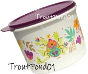 Tupperware Stacking Nesting Canister Storage Container Seal 10 c Flowers Purple