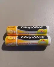 CHAPSTICK PEACHES & CREAM Flavor Lip Balm Lot of 2 New & Sealed Must Try!