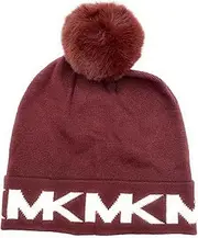 [Michael Kors] 8008 Women's Hat I Pommel Hat I Winter Hat I One Size I Knitted Hat I Soft Acrylic Wool I Logo I Red, red, One Size