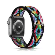 Nevenka Stretchy Solo Loop Strap 38/40/41mm 42/44/45mm Adjustable Elastics Weave Strap for iWatch Series7/6/5/4/3/2/1 SE-Colorful Geometric
