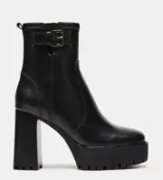 Steve Madden Sharonna Black Leather Platform Ankle Boots Size 11 - NIB