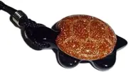 Turtle with Red Goldstone Shell / Black Obsidian body -Crystal gemstone necklace
