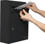 Wall Mount Locking Drop Box, Heavy Duty Steel Mailbox for Rent Payments, Mail, K