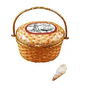 Rochard Limoges Peint Main Hand painted Trinket Nantucket Basket