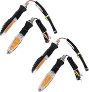 TDR 4pcs LED Turn Signal Indicator Lights, 10mm Universal Fit, 12V Motorcycle Blinkers with 12 Bright LEDs