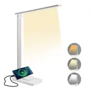 Catzon LED Desk Lamp Smart Reading Lamp with USB Charging Port 5 Lighting Modes-White