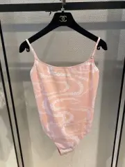 NWT CHANEL 25M COCO BEACH Pink CC logo Swimsuit Bodysuit Size 38