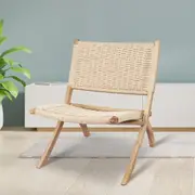 Levede Accent Chair Foldable Recliner Wooden Lounge Lounger Ash Rattan Seat