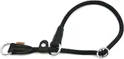 Aiminto Braided Rope Collar, Training Dog Collar, Round Martingale Collar, Slip Collar with Adjustable Stopper and Slidable Stop Ring - Ideal for Medium Dogs (M(8mm) - 45cm Long, Black)