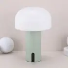 Mushroom Table Lamp Rechargeable Cordless Touch Control Bedside Lamp (Green)