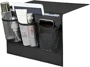 Bedside Caddy, Bedside Storage Organizer Pocket, Couch Caddy Table Organizer Under Mattress for Remote Control, Magazine, Tablet, Phone (Black)