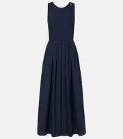 ['S Max Mara] 'S Max Mara Ussita cotton poplin midi dress UK 14 blue