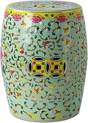 PA-DABAOO Decorative Garden Stool, Ceramic Garden Stool, Glazed Ceramic Decorative Stool, Chinese Style Ceramic Stool, Indoor and Outdoor Garden Stool, Drum Stool